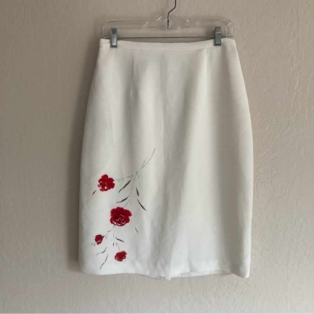 KS Collection White Skirt With Flowers
